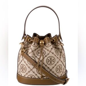 Tory Burch Brown and Cream Bucket Bag